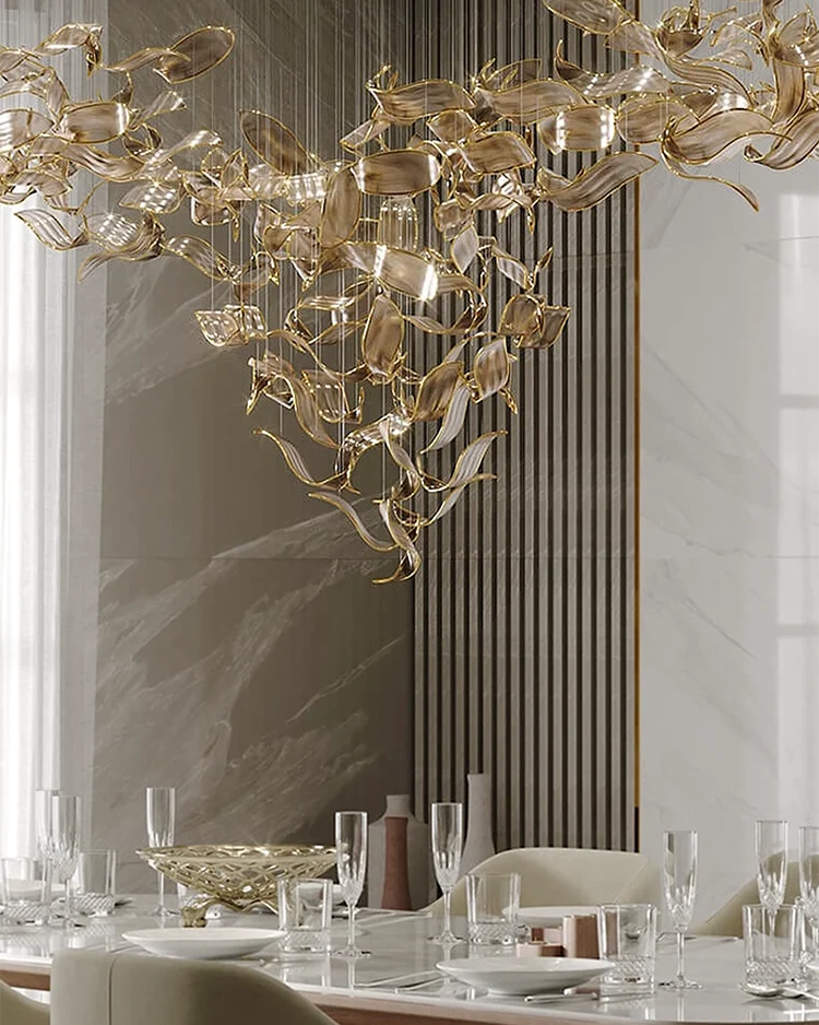 Large Customized Hotel Lobby Banquet Hall Artistic Glass Chandelier Lighting LED Fixtures Living Room Island Light Fixture