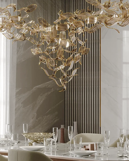 Large Customized Hotel Lobby Banquet Hall Artistic Glass Chandelier Lighting LED Fixtures Living Room Island Light Fixture