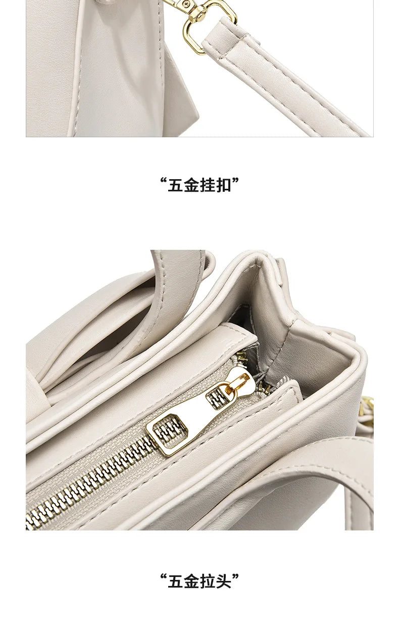 New Fashion Casual Handbags for Women Cute Bow Black White Blue PU Handbags Trendy Daily Shoulder Underarm Bags Bolsa Feminina
