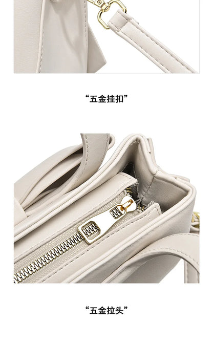 New Fashion Casual Handbags for Women Cute Bow Black White Blue PU Handbags Trendy Daily Shoulder Underarm Bags Bolsa Feminina