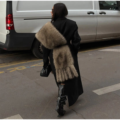 Faux Fur Tassels Scarf for Women Autumn Winter Fluffy Fur Neckerchief 2026 New Lady Luxury Shawl Scarves Clothing Accessories