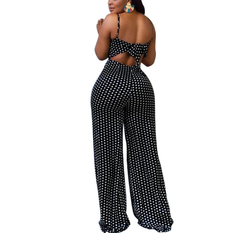 Siren Chic 2026 Women's Fashion Dot Print Wrap Chest Cami Jumpsuit Sexy Sleeveless Party Rompers