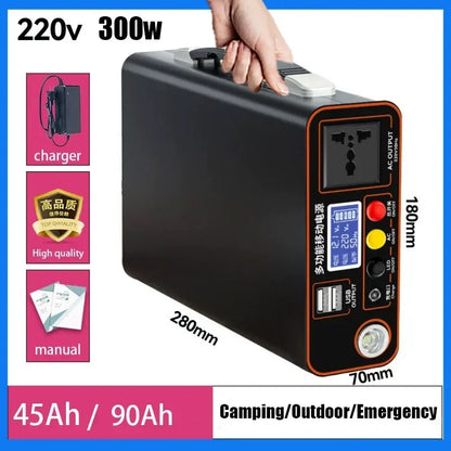 300W 220V 90000mAh Portable Power Station  Solar Generator Outdoor Camping Emergency Mobile Power Bank LiFePO4 Backup Battery