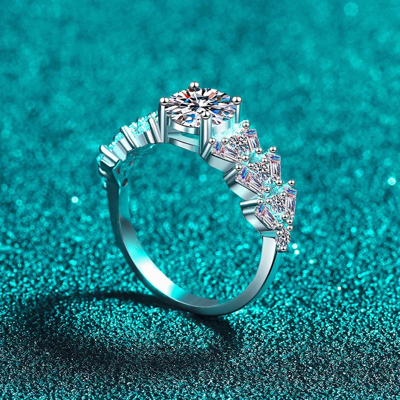 Women's PT950 Platinum 1CT Moissanite Ring - Rectangular Bevel Style, Luxury Gorgeous, High-End Festival Gift & Unique