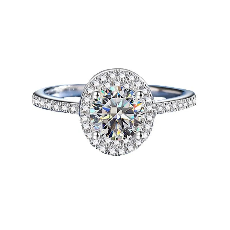 Women's 1 Carat Moissanite Ring PT950 Platinum Pigeon Egg Shape - Light Luxury Choice Elegant Precious Ring for Women