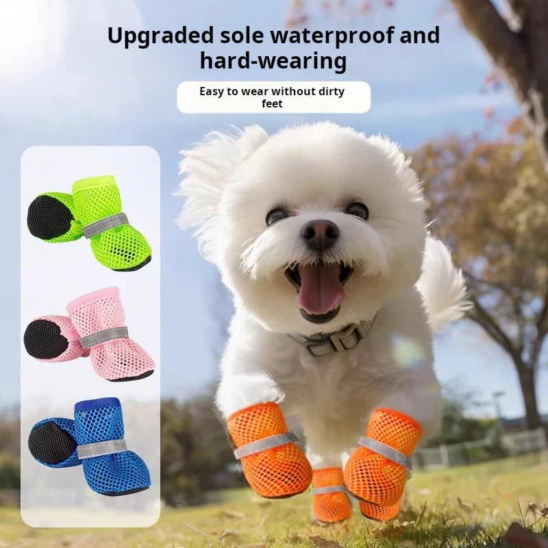 4pc, Dog Shoes Non-slip Breathable Wear-resistant Dog Boots Suitable for Small Medium Sized Pets Puppy Protective Footwear