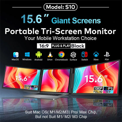 Dual Screen Extender FHD IPS Gaming Display Portable LCD Backlit Monitor High Definition for Productivity 14 to 16 inch Rospider