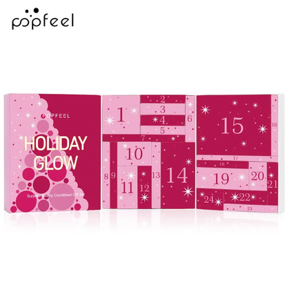 Christmas Countdown Makeup Set Lipstick Eye Shadow Cosmetics 24-Piece Holiday Beauty Advent Calendar Gift Box for Women Girls