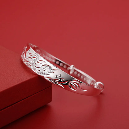 Luxury 925 Sterling Silver Noble Phoenix Bracelets Bangles for Women Fashion Party Wedding Jewelry Holiday Gifts Adjustable