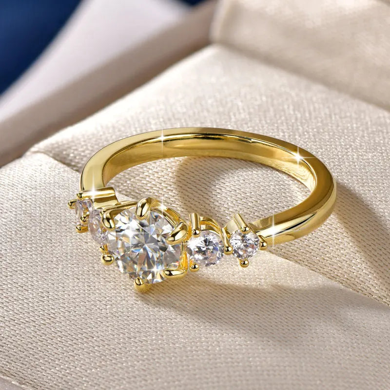 IOGOU 14K Gold Filled 1.0CT 6.5MM D Moissanite Diamond Rings Wedding Engagement Finger Band for Women Exquisite Promise Jewelry
