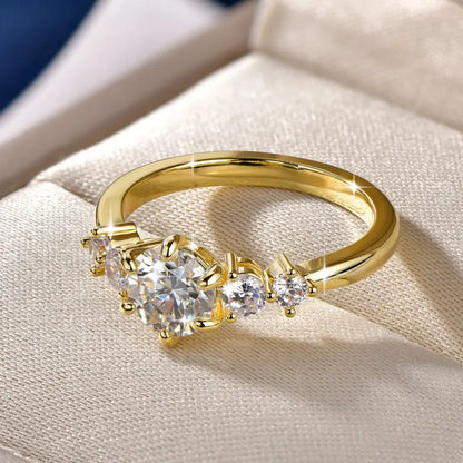 IOGOU 14K Gold Filled 1.0CT 6.5MM D Moissanite Diamond Rings Wedding Engagement Finger Band for Women Exquisite Promise Jewelry