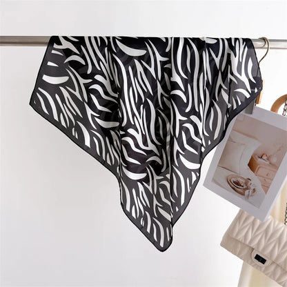 70*70cm Zebra Stripes Print Head Scarf for Women Silk Square Scarves Foulard Bandana Fashion Decorate Hijab Female Neckerchief