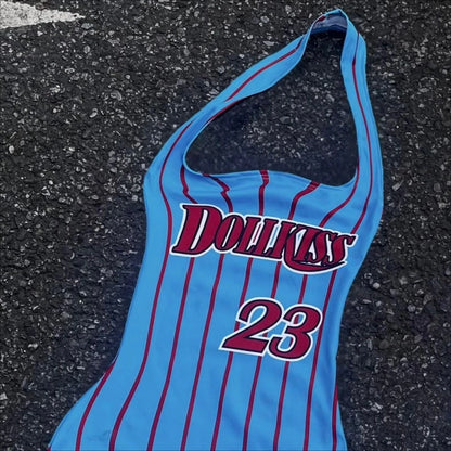 2025 Streetwear Letter Printing Halter Dress Harajuku Sexy Sleeveless Mini Dresses Y2k Aesthetic Women Backless Bodycon Vestidos