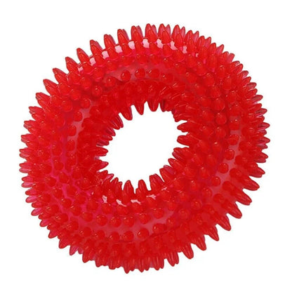 Spiky Ring Tire Dog Chew Toy Squeaky Sound Durable TPR Material Pet Teeth Grinding Cleaner Interactive Molar Toy for Dogs