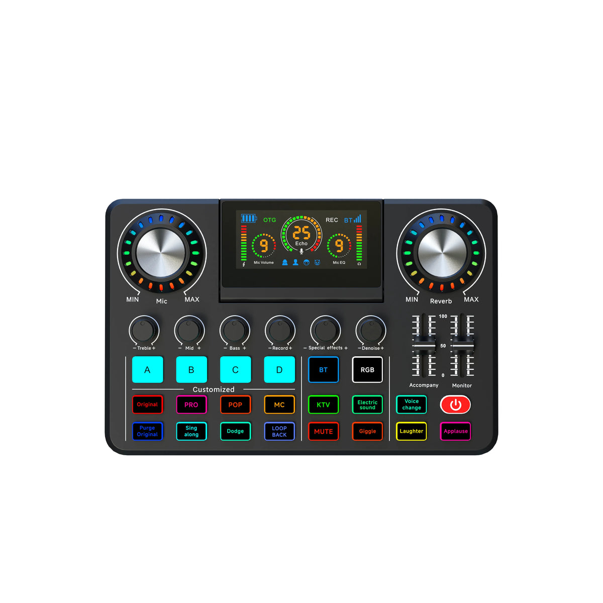 F-668 Audio Mixer Live Sound Card – Folding Digital Sound Board with Voice Changer & RGB, for Streaming Gaming Recording