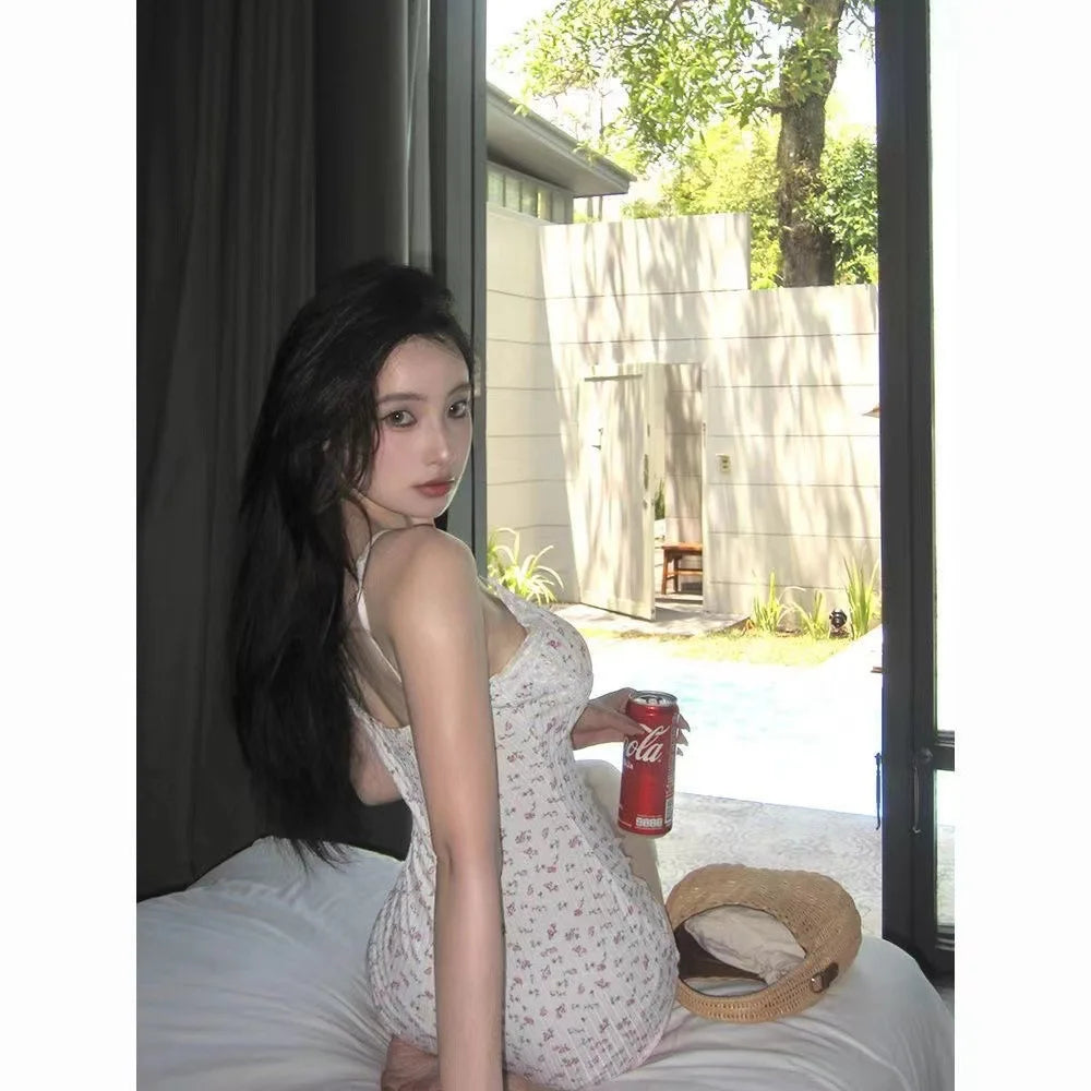 Summer Onesies Women Sexy Floral Print Bodysuit Lace Trim Sleeveless Slim Fit Jumpsuit Romper Underwear Nightwear Lingerie