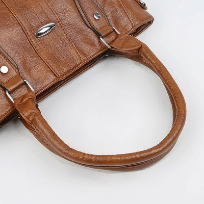 New Soft Leather Handbag For Women Vintage Shoulder Tote Bag Luxury Designer Ladies Large Capacity Purse Commute Bags Sac A Main