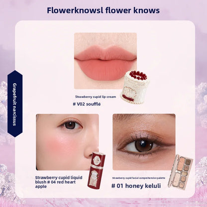 Flowerknows Gift Box Makeup Set Little Angel Full Box Lip Glaze Blusher Shell Jewelry Flower Know Birthday Gift Kit