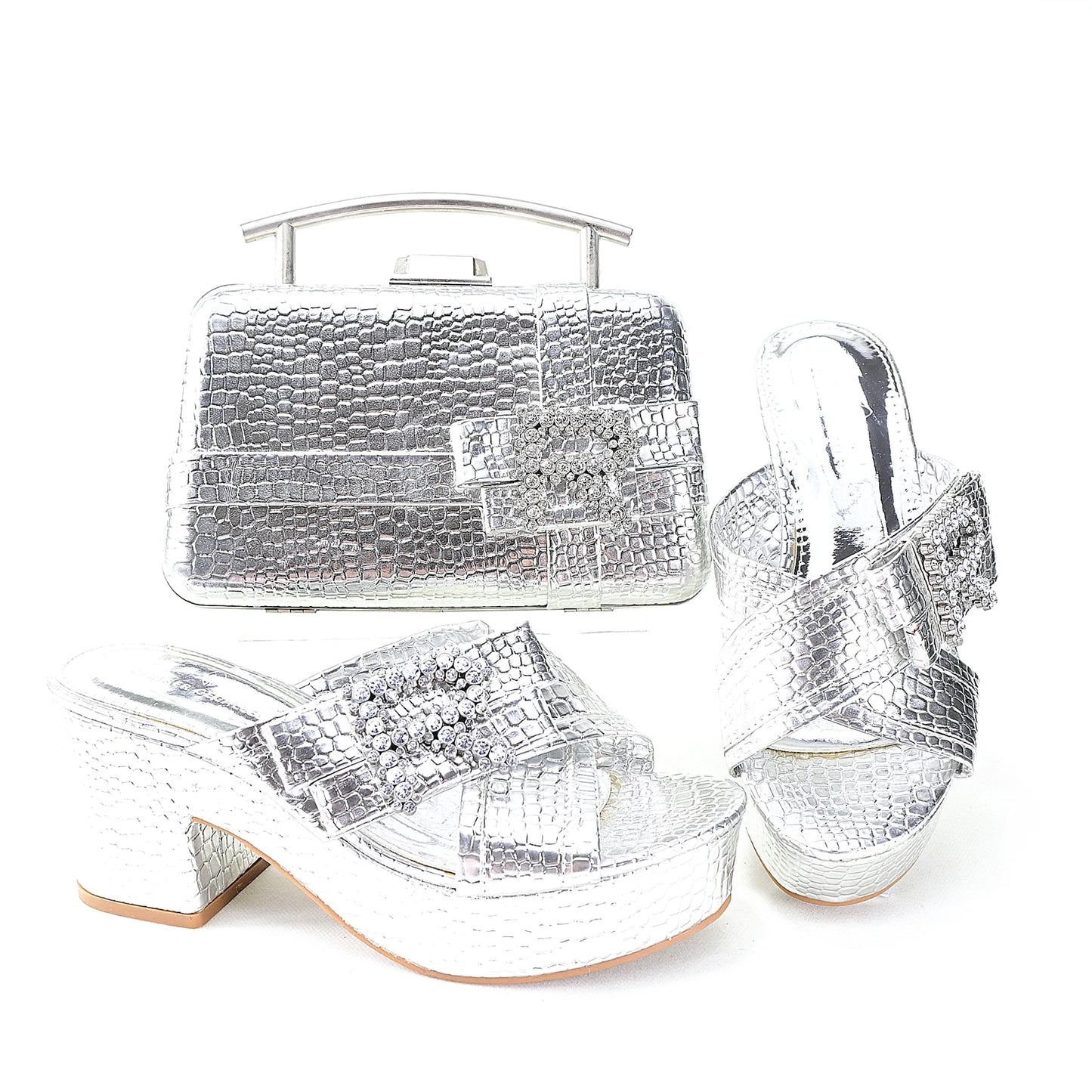 Doershow Italian Shoes And Bag Sets For Evening Party With Stones Italian Leather Handbags Match Bags!  SRT1-8