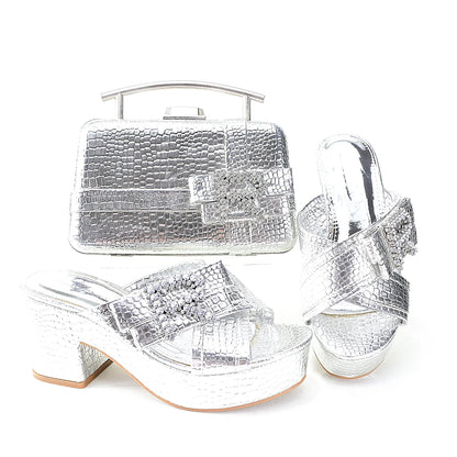 Doershow Italian Shoes And Bag Sets For Evening Party With Stones Italian Leather Handbags Match Bags!  SRT1-8
