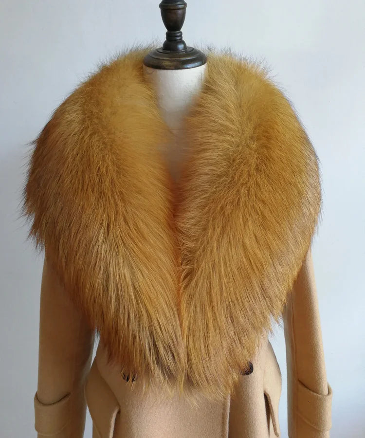 Winter Real Fox Fur Collar Woman Furry Natural Raccoon Fur Scarf Shawls Luxury Neck Warmer Wraps For Coat Fur Scarves Large Size
