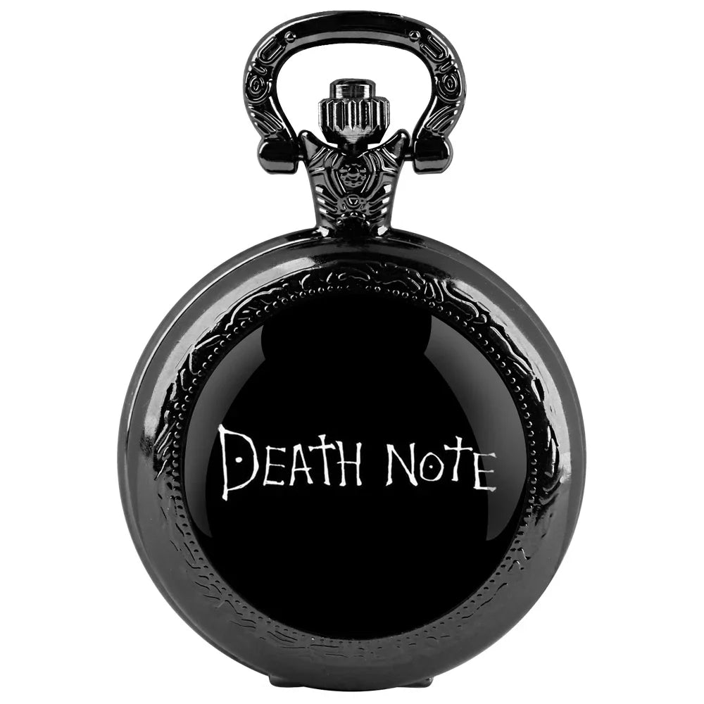 Classy Death Note Design Black Quartz Pocket Watch Fashion Necklace Timing Pendant with Chain Gift for Man Woman Souvenir