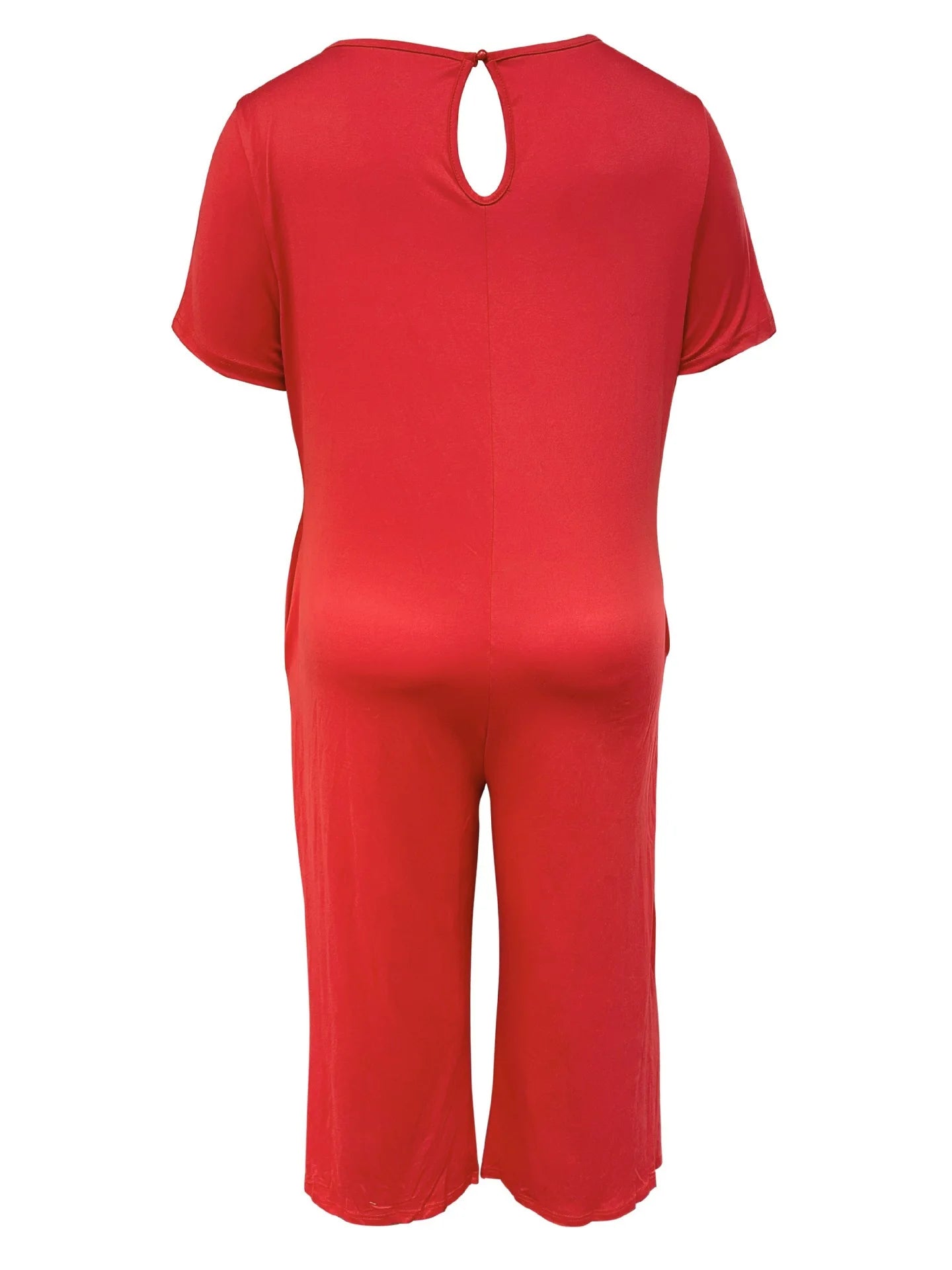 Plus Size 0XL-5XL Summer Rompers Overalls Women's Solid Color Jumpsuit with Pockets Casual Fashion Short Sleeve Jumpsuits