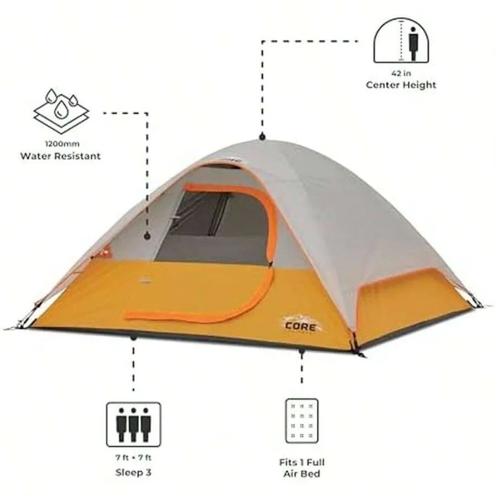 6 Person Family Camping Dome Tent Waterproof Weather Resistant Easy Setup Portable Lightweight with Gear Loft Storage Carry Bag for Hiking Backpacking Outdoor Adventure Backyard Beach Picnic Travel Fits 4 5 6 Adults Kids