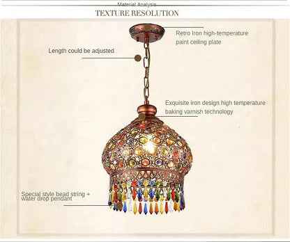 design lamp pendant lighting crystal Bohemia Retro droplight Iron handmade pendant lights for restaurants hanging lights bedroom