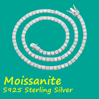 Factory Price S925 Sterling Silver D VVS1 Moissanite Tennis Necklace 3/4/5/6mm GRA for Women Man Jewellery Zircon