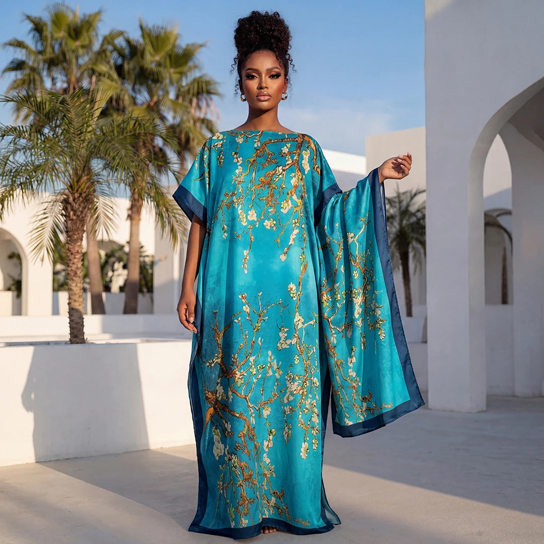 Summer Fashion African Shawl For Women Elegant Printed Muslim Lady Long Hijab Kaftan Dress Sun Protection Kuwait Abaya Scraf