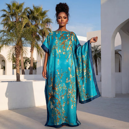 Summer Fashion African Shawl For Women Elegant Printed Muslim Lady Long Hijab Kaftan Dress Sun Protection Kuwait Abaya Scraf