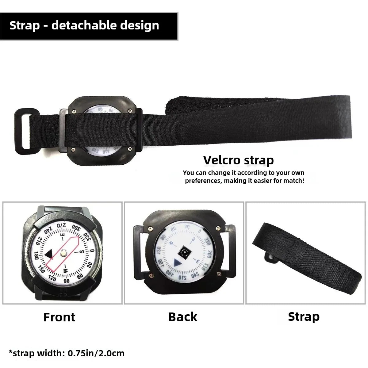 Ultra-Portable Diving Compass Scuba Diving Precise Navigation Compass Wristband Compass Luminous Dial with Wrist Strap Travel