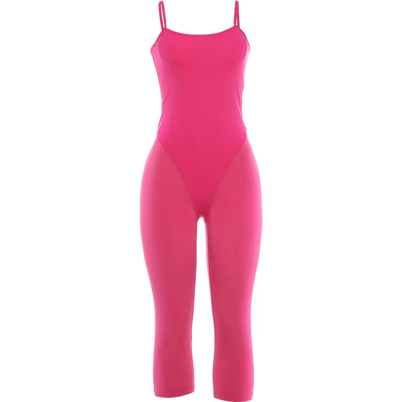 Kliou Sporty Style Sling Playusits Woman Summer Trend Low-Neck Backless Look Slimmer Skinny High Stretch Sexy Fashion Rompers