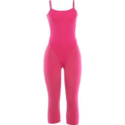 Kliou Sporty Style Sling Playusits Woman Summer Trend Low-Neck Backless Look Slimmer Skinny High Stretch Sexy Fashion Rompers