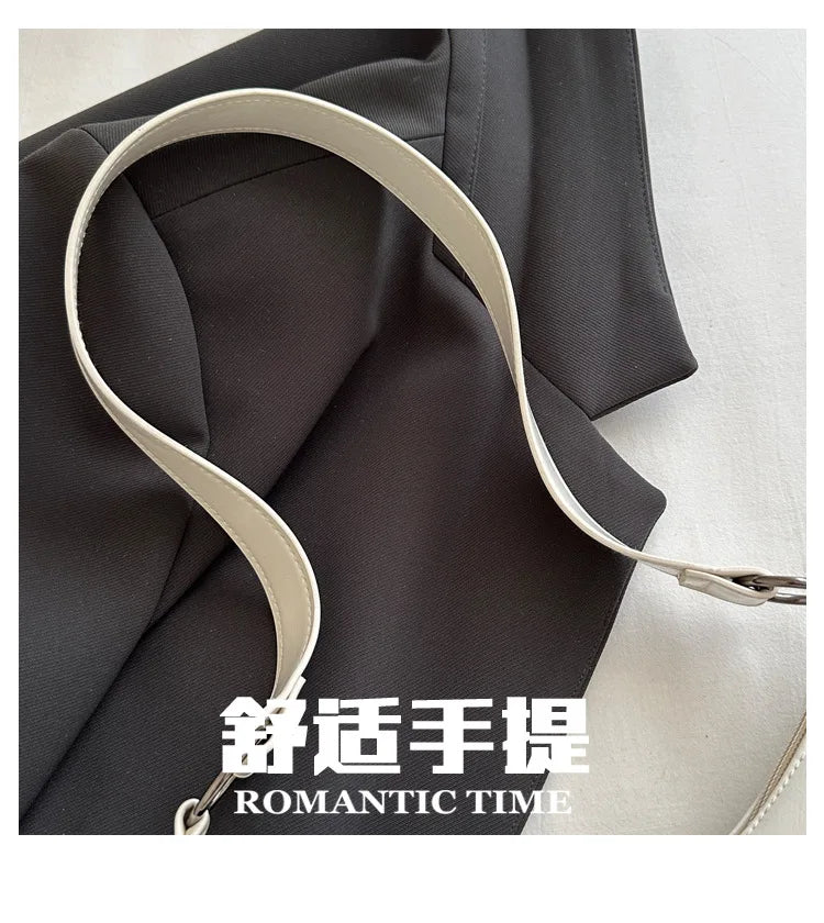 Fashion Pleated Lock Design Women's PU Shoulder Bags Simple Solid Color Ladies Underarm Bag Portable Cool Girls Phone Handbag