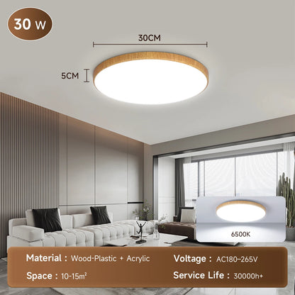 Wood Grain Ceiling Lamp Led Indoor Bathroom Lamps 220V Panel Led Kitchen Lighting for Living Room Waterproof IP44 Ceiling Lights