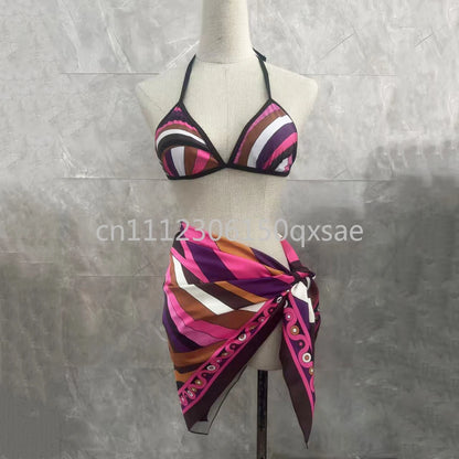 Classic Design Women's Headband Swimsuits with Letter Signature Logo Designer Brand Lady Sexy Scarf Swimsuits Beachwear