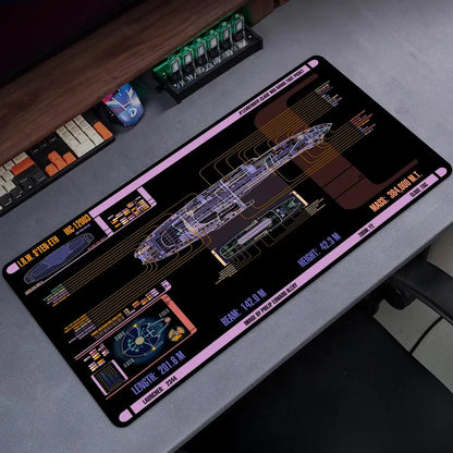 Starship Blueprint Pad Desk Pad Mouse Pad Gamer Computer Cabinet Star Trek Game Office Accessories Keyboard Anime Extended Large