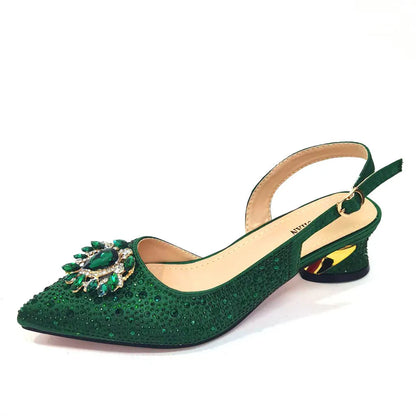 Purple 2024 Italian Design Girly Style Opend Toe Shoes And Bag Full Diamond Decoration with Appliques for Wedding Party