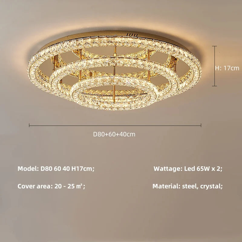 Modern Luxury Led Dimmable Chandelier Foyer Crystal Ceiling Lights Lustre Indoor Light Lamparas Round Steel Led Luminarias