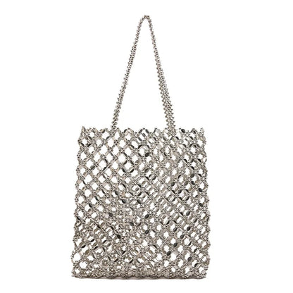 2026 Fashion Exquisite Bead Sense of Luxury Hollow Out Women‘s Handbags Hot Sale New No Zipper Acrylic Square Shoulder Bags