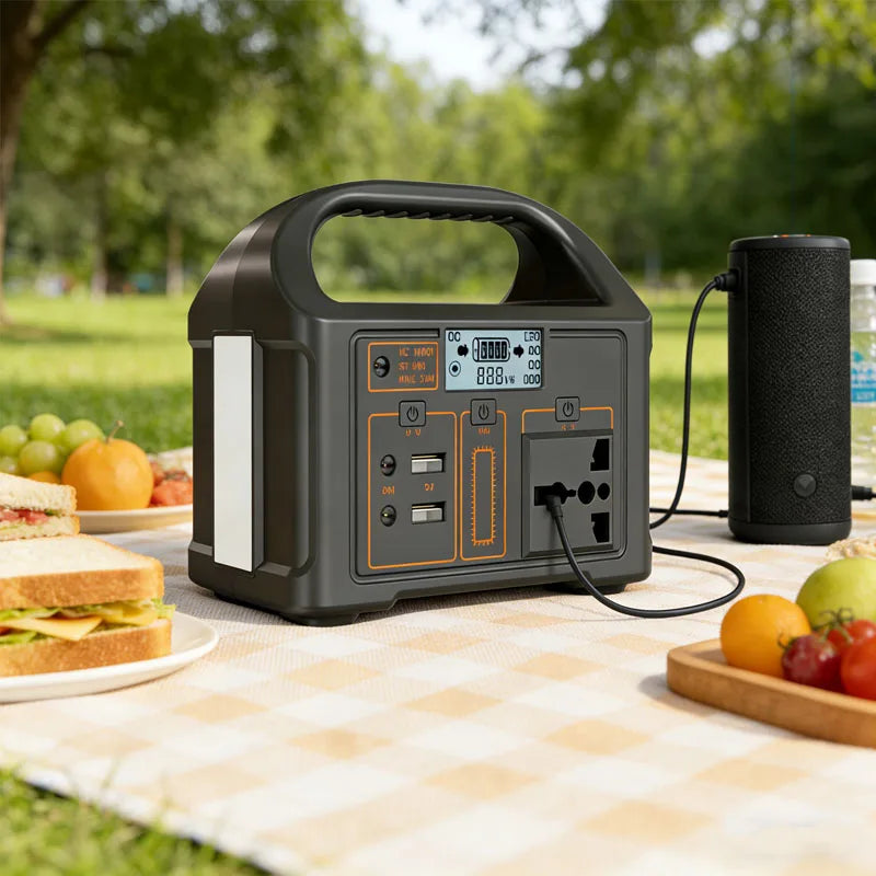 Portable Solar Power Station 500W 460Wh 300W, LiFePO4 Battery 220V EU Outdoor, BMS Storage System, Power Bank and UPS Function