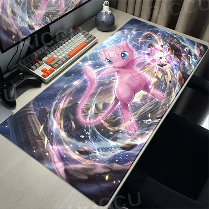 Kawaii P-Pokemon Mewtwo Purple Pattern Gaming Mouse Pads XXL Anti-Slip Rubber Keyboard Desk Mats PC Gamer Accessories Table Pads