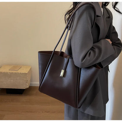 Branded Designer Shoulder Tote Bags For Women Soft PU Leather 2-IN-1 Big Capacity Shopper Tote Set 2025 Luxury Designer Handbags