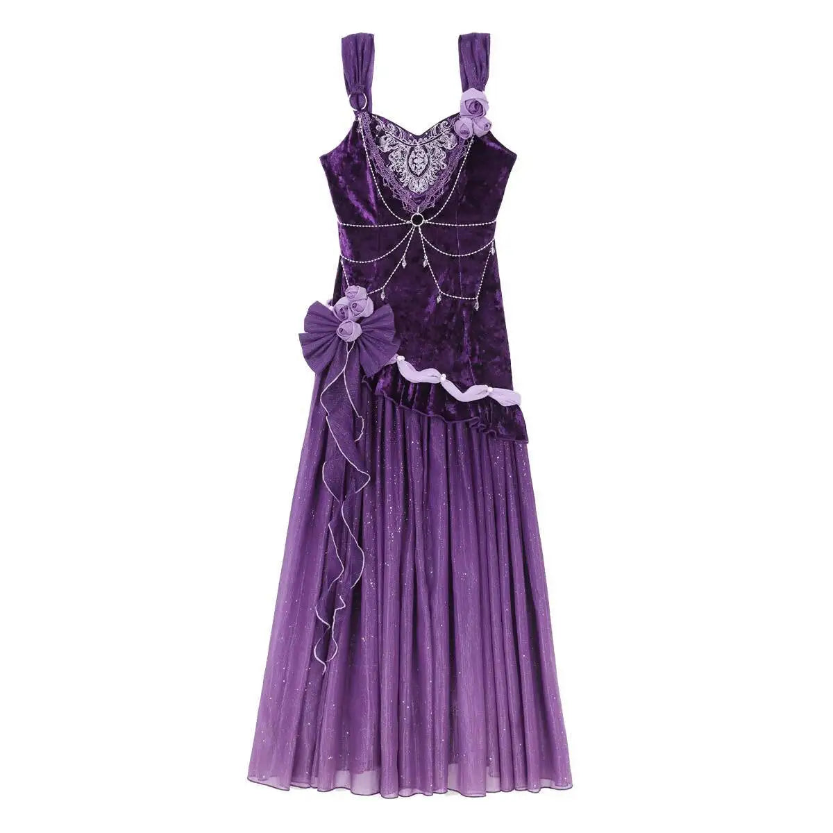 Mysterious Nocturne Velvet Elegant Mermaid Dress Elegant Gown Strap Dress Lolita Purple Evening Party Long Dresses