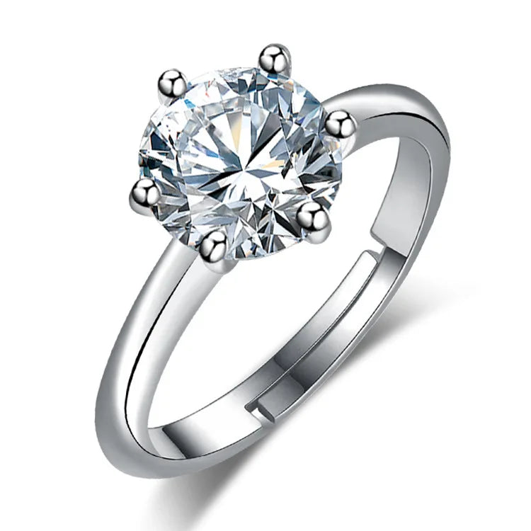 925 Sterling Silver Ring Heart AAA Zircon Open adjustable Engagement For Women Wedding Fashion Jewelry Party Gifts