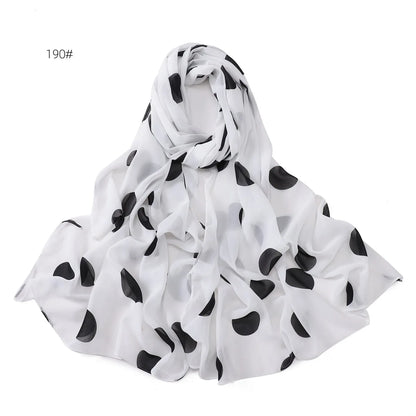 66 Colors Pearl Chiffon Printed Hijab Scarf New Fresh Small Floral Polka Dot Sunscreen Silk Scarf Shawl Turbans for Women Hijabs
