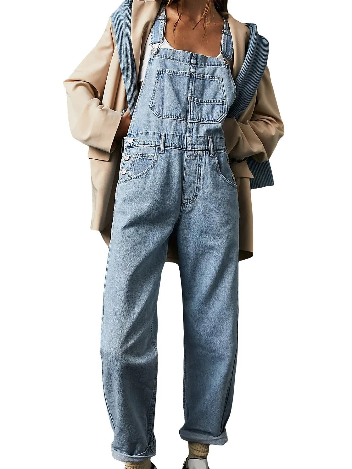 Denim Overalls Jumpsuit Rompers Women Blue Belted Hole Hollow Out E-girl Casual Work Pants Hot Y2k Jeans Long Pants Streetwear