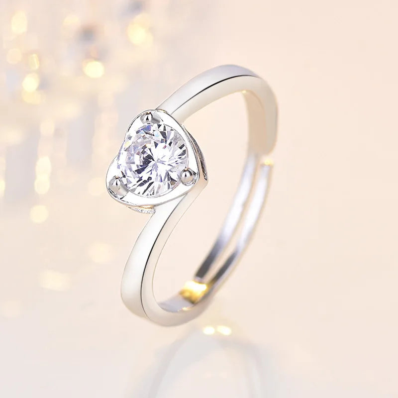Original 925 Sterling Silver Ring High Quality Adjustable Opening AAA Zircon For Women Wedding Fine Fashion Jewelry Gift